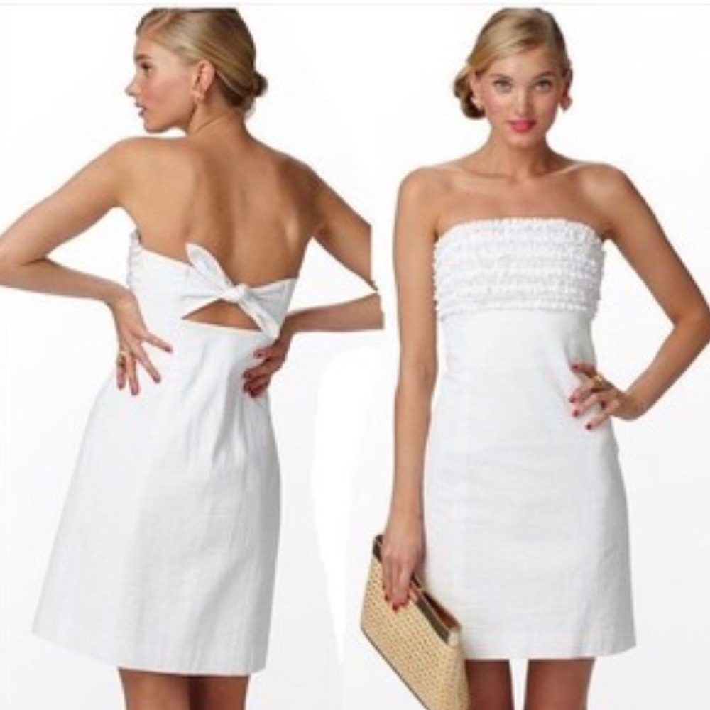 Lily Pulitzer white strapless ruffle Franco spring causal dress